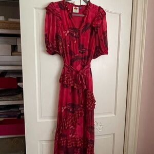FARM Rio Vibrant Red Midi Dress